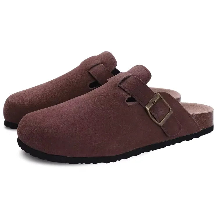 Mule Sabot en Daim Avec Semelle Anatomique en Liège